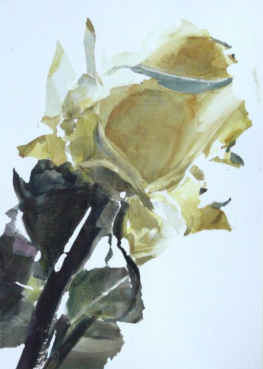 Pintura titulada "Rose diaphane" por Franck Le Boulicaut, Obra de arte original, Acuarela
