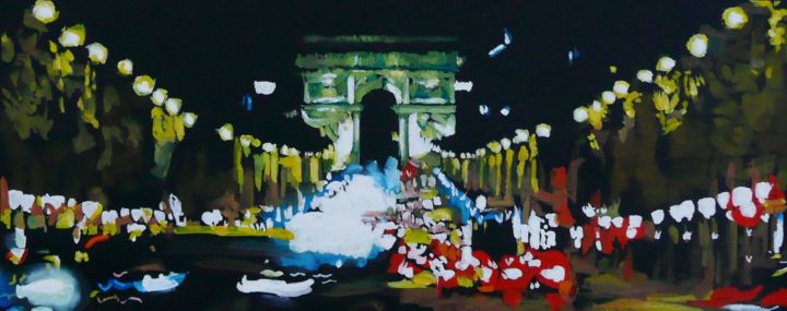 Painting titled "Arc de Triomphe" by Franck Le Boulicaut, Original Artwork, Gouache