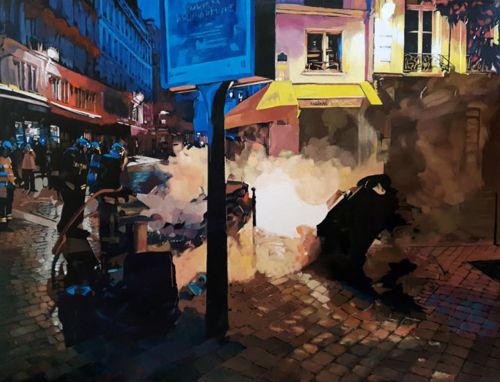 Peinture intitulée "Nuit blanche" par Franck Le Boulicaut, Œuvre d'art originale, Huile
