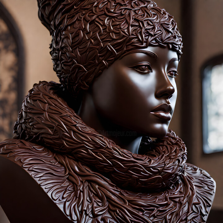 Arts numériques intitulée "Sculpture de Chocol…" par Francky Xv Wolff, Œuvre d'art originale, Image générée par l'IA