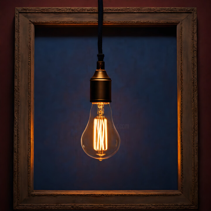 Arts numériques intitulée "Ampoule de Thomas E…" par Francky Xv Wolff, Œuvre d'art originale, Image générée par l'IA