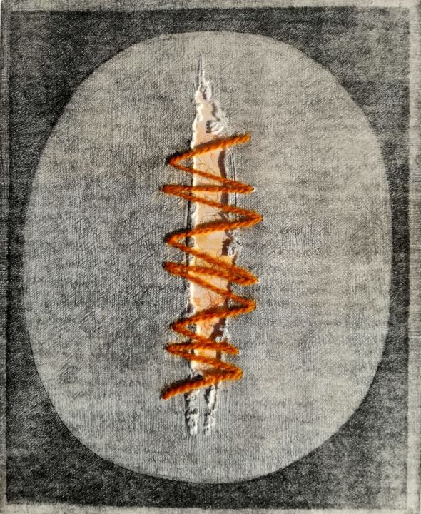 Gravures & estampes intitulée "SUTURA" par Franco Bogge, Œuvre d'art originale, Eau-forte