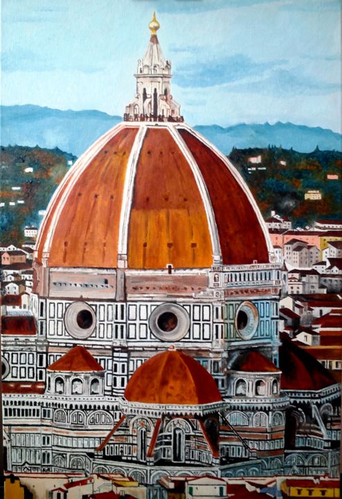 Pintura titulada "Il Duomo di Firenze" por Franco Fumo, Obra de arte original, Oleo