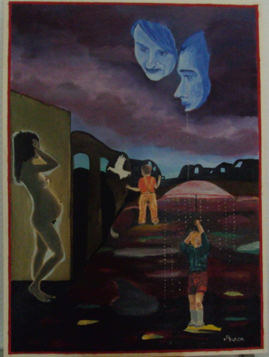 Pittura intitolato "rêveries femme ence…" da Franco Murer, Opera d'arte originale, Olio