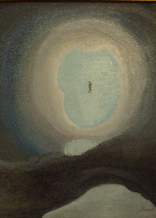 Painting titled "homme caverne" by Franco Murer, Original Artwork, Oil