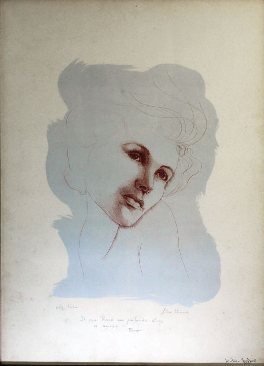 Gravures & estampes intitulée "La Vanoni" par Franco Petrosemolo, Œuvre d'art originale, Lithographie