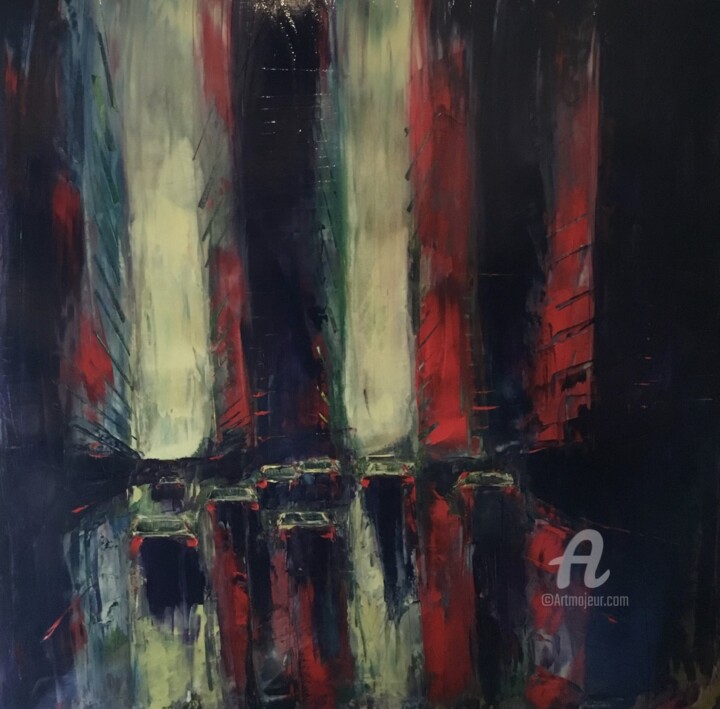 제목이 "le temps suspendu"인 미술작품 Francois Barroux로, 원작, 기름 나무 들것 프레임에 장착됨