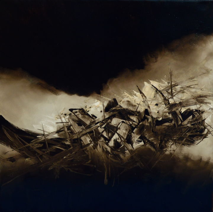Painting titled "Ship wreck" by François Benoit-Lison, Original Artwork, Other