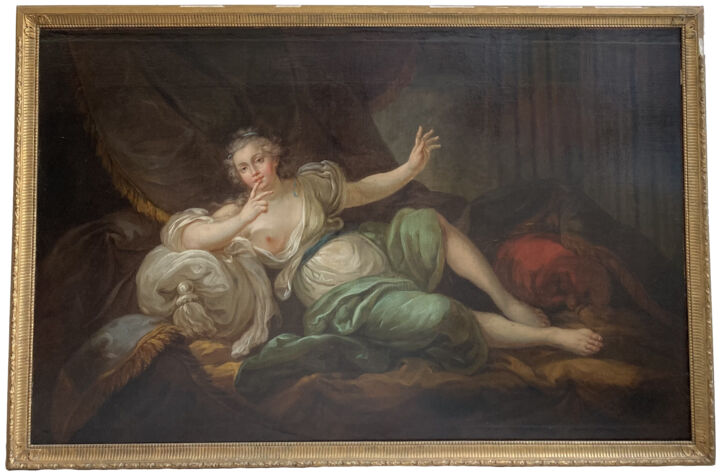 Peinture intitulée "Femme Allongée sur…" par François Boucher, Œuvre d'art originale, Huile