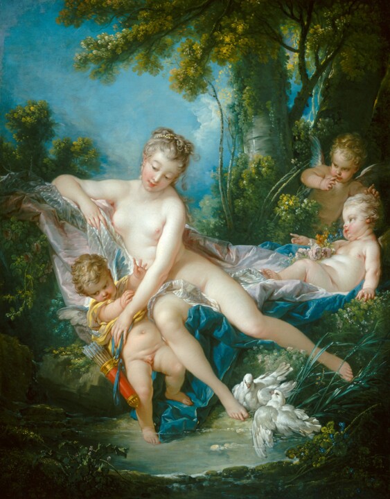 Peinture intitulée "Venus Consoling Love" par François Boucher, Œuvre d'art originale, Huile