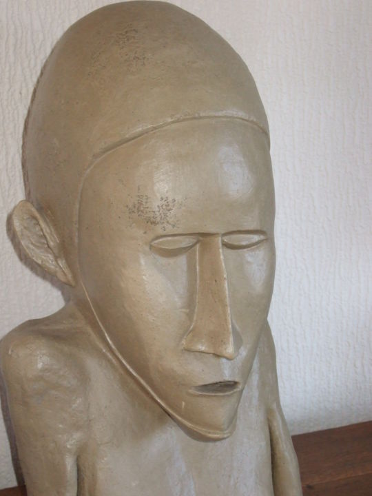 Escultura titulada "étude-mélanésien-1.…" por Pierrick, Obra de arte original, Arcilla