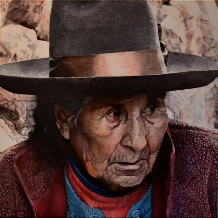 Painting titled "pacha abuela" by François Chevalier, Original Artwork, Acrylic Mounted on Other rigid panel