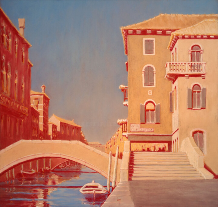 Painting titled "Quai de la Misérico…" by François Cusson, Original Artwork, Pastel Mounted on Wood Panel