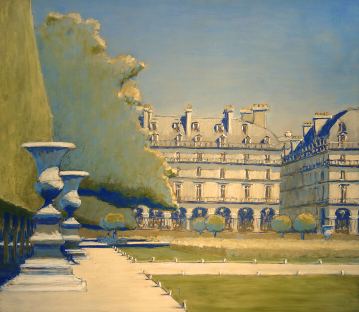 Painting titled "Jardin des Tuilerie…" by François Cusson, Original Artwork, Pastel Mounted on Wood Panel