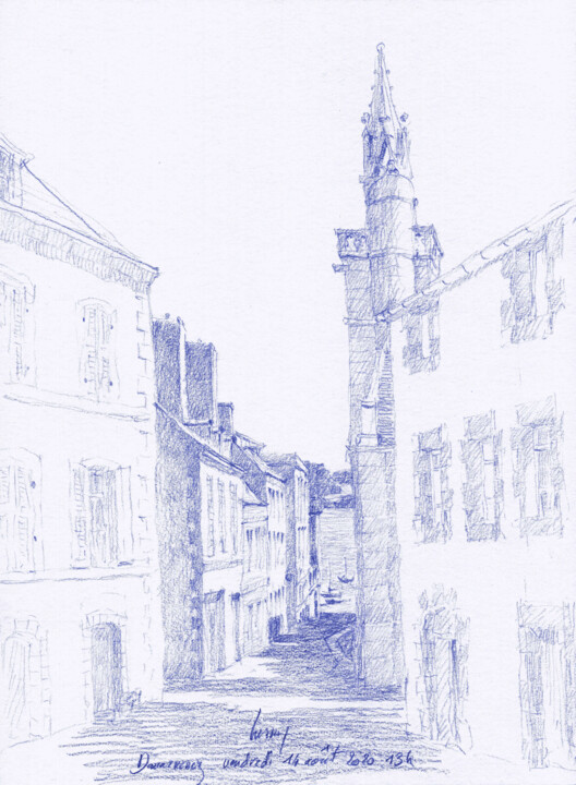 Dibujo titulada "Rue Anatole France,…" por François Cusson, Obra de arte original, Lápiz Montado en Plexiglás
