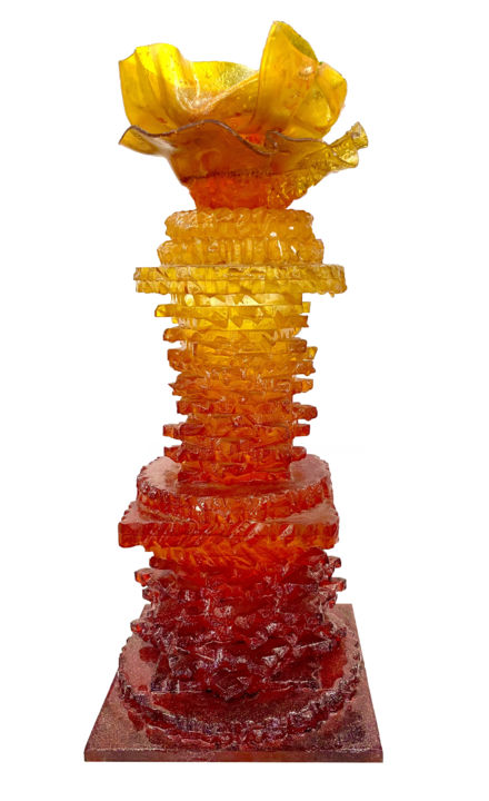 Sculpture titled "Fire opale" by François/Customisation, Original Artwork, Plastic