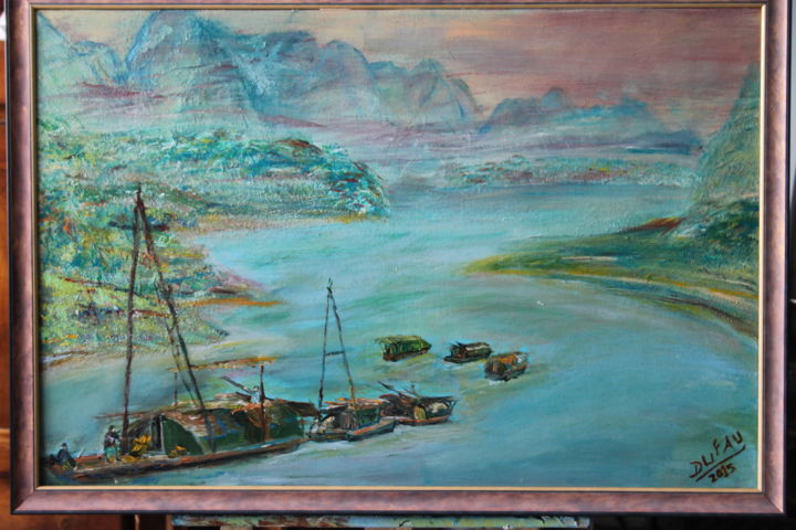 Painting titled "09riviere-asiatique…" by Francois Dufau, Original Artwork, Acrylic