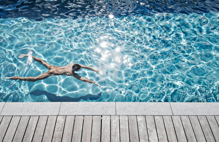 Fotografia intitulada "Baignade avec Hockn…" por François Harray, Obras de arte originais