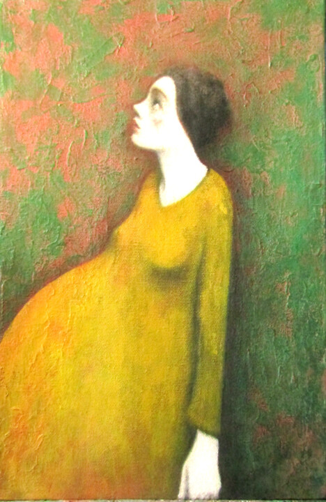 Painting titled "Femme enceinte ." by François Joseph Durand, Original Artwork, Acrylic
