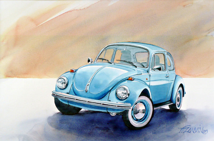 Painting titled "coccinelle-originel…" by François Lanvin, Original Artwork, Watercolor