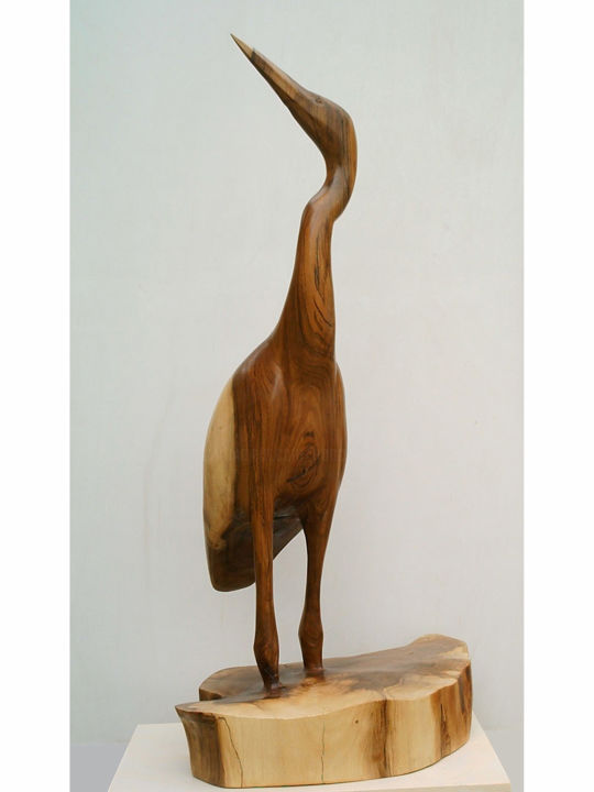 sculpture bois heron