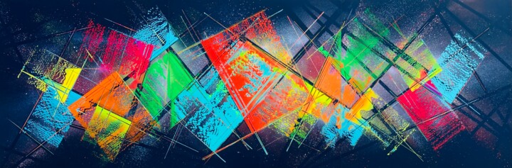 Painting titled "Abstract Cosmos" by François Noël, Original Artwork, Acrylic Mounted on Aluminium
