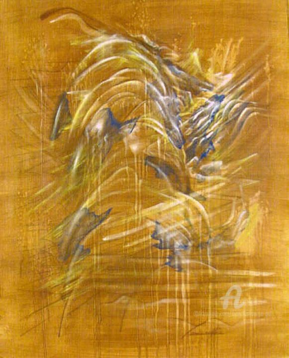 Drawing titled "Abstraction 1" by François Serge Gulli, Original Artwork, Chalk Mounted on Wood Panel