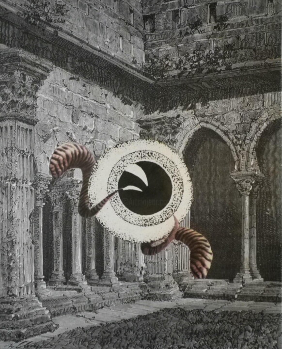 Collages intitulée "Mémoire d'un cyclope" par François-Xavier Delmeire, Œuvre d'art originale, Collages