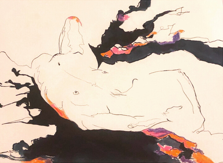 Peinture intitulée "Virginie" par François-Xavier Ponchel, Œuvre d'art originale, Encre