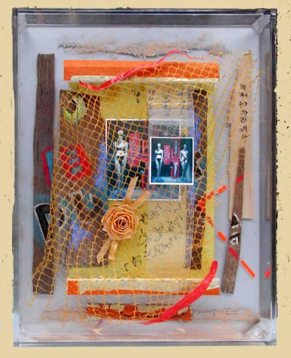 Collages titled "ROSE BOX sous plexi…" by Francois Chauvin, Original Artwork