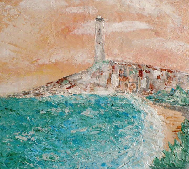 Painting titled "Le phare" by Françoise Aubert-Moreau, Original Artwork, Acrylic