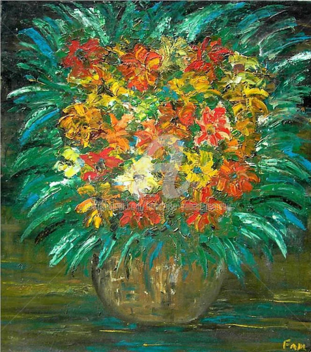 Peinture intitulée "Bouquet Vence" par Françoise Aubert-Moreau, Œuvre d'art originale, Huile