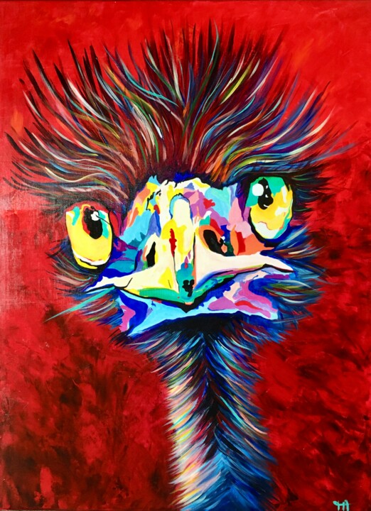Painting titled "CHICKABOO" by Françoise Augustine, Original Artwork, Acrylic Mounted on Wood Stretcher frame