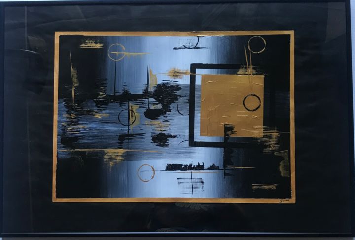 Painting titled "Voiliers de nuit" by Françoise Biressi, Original Artwork, Acrylic