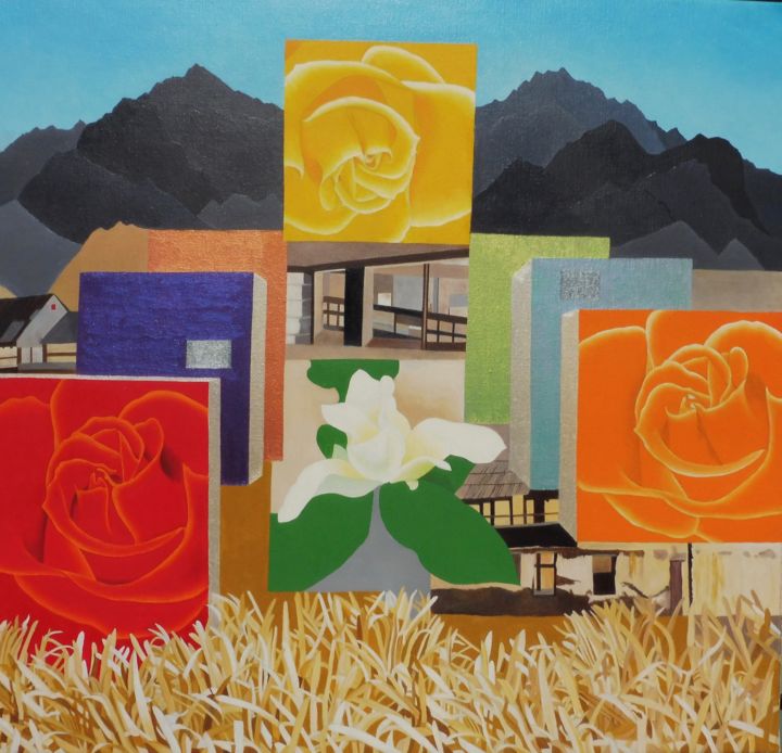 Peinture intitulée "Eté 20..." par Françoise Clercx, Œuvre d'art originale, Huile Monté sur Châssis