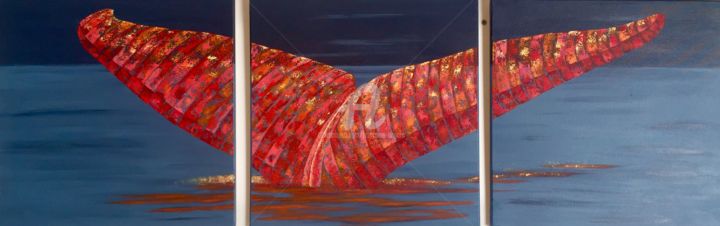 Malerei mit dem Titel "Queue de baleine :…" von Françoise Dagorn, Original-Kunstwerk, Acryl