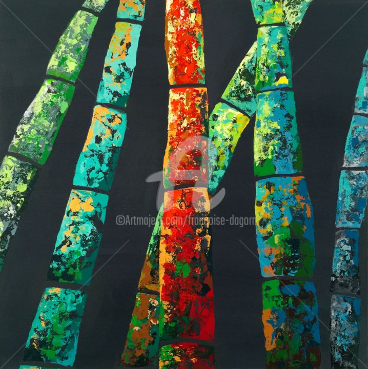Картина под названием "bamboo02.jpg" - Françoise Dagorn, Подлинное произведение искусства, Акрил