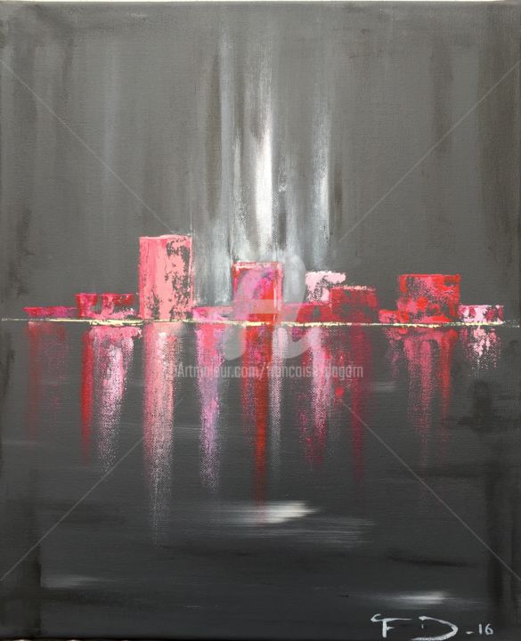 绘画 标题为“Red reflection and…” 由Françoise Dagorn, 原创艺术品, 丙烯