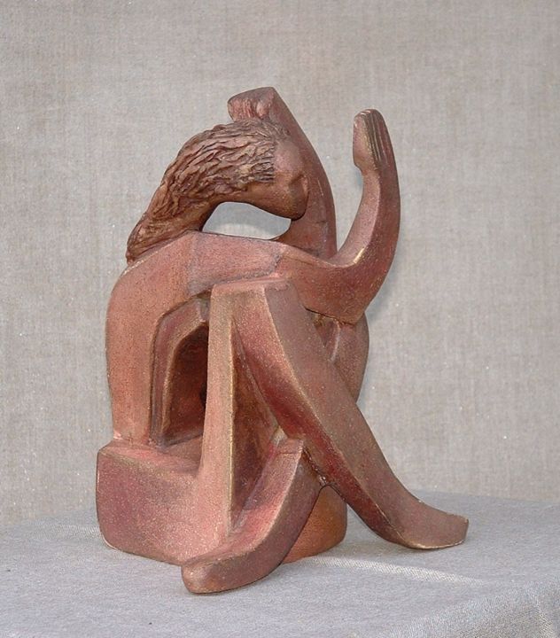Sculpture intitulée "Femme à la plage" par Francoise Favre, Œuvre d'art originale, Céramique