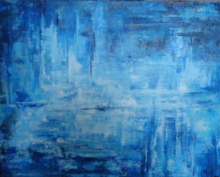 Pittura intitolato ""Bleu"" da Françoise Folley, Opera d'arte originale, Acrilico