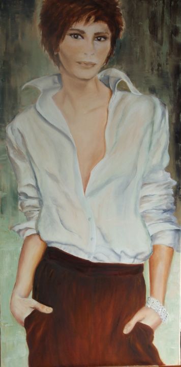 Peinture intitulée "Le chemisier blanc" par Françoise Folley, Œuvre d'art originale, Huile