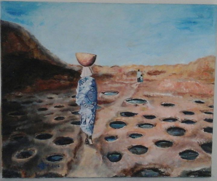 Peinture intitulée "Porteuse d'eau.jpg" par Françoise Fucina, Œuvre d'art originale, Huile