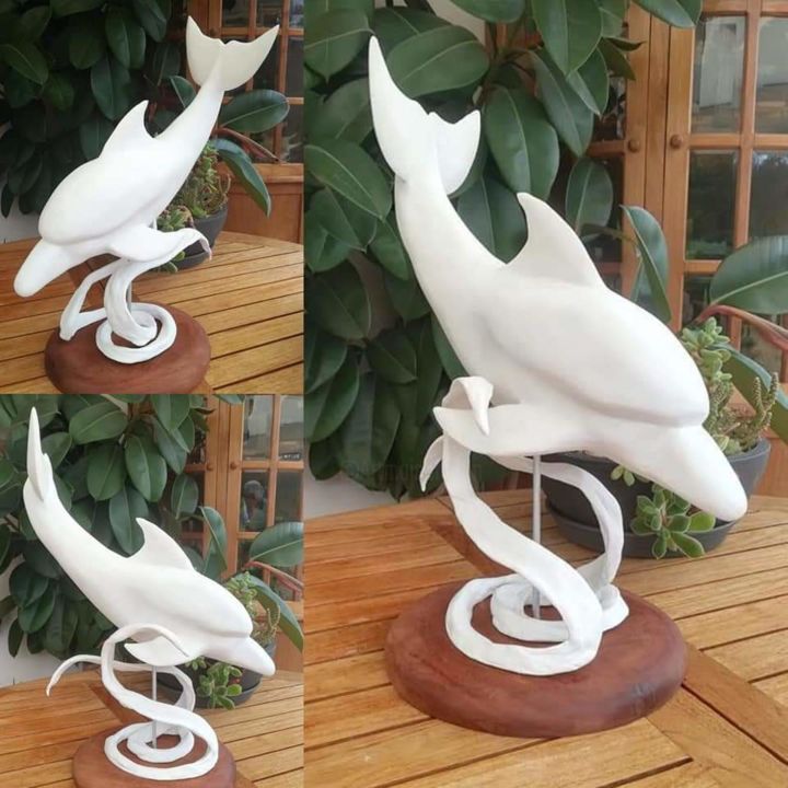 Escultura intitulada "Frère marin - sculp…" por Françoise Gosset (Sculptrice / sculpteur), Obras de arte originais, Gesso