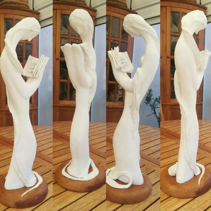 Sculpture titled "A livre ouvert" by Françoise Gosset (Sculptrice / sculpteur), Original Artwork, Plaster