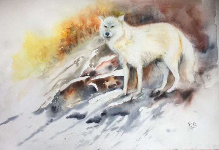 Pintura intitulada "Into the wild" por Françoise Gy Bollore, Obras de arte originais, Aquarela