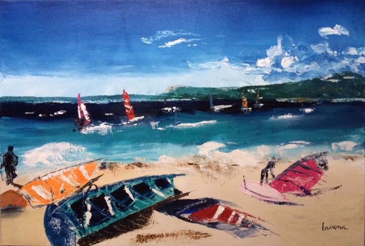 Peinture intitulée "Coup de mistral" par Francoise Lavenu, Œuvre d'art originale, Huile Monté sur Châssis