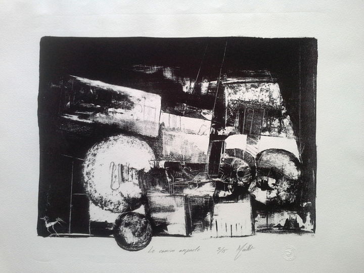 Отпечатки и Гравюры под названием "Le camion ampoule" - Françoise Maillet, Подлинное произведение искусства, Литография