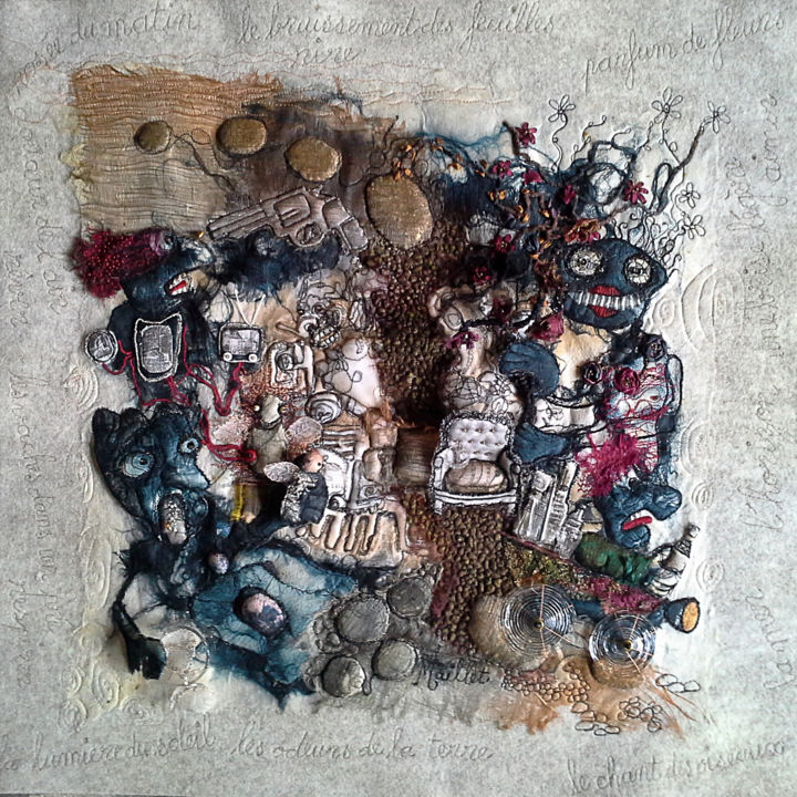 Art textile intitulée "La traversée des li…" par Françoise Maillet, Œuvre d'art originale, Broderie