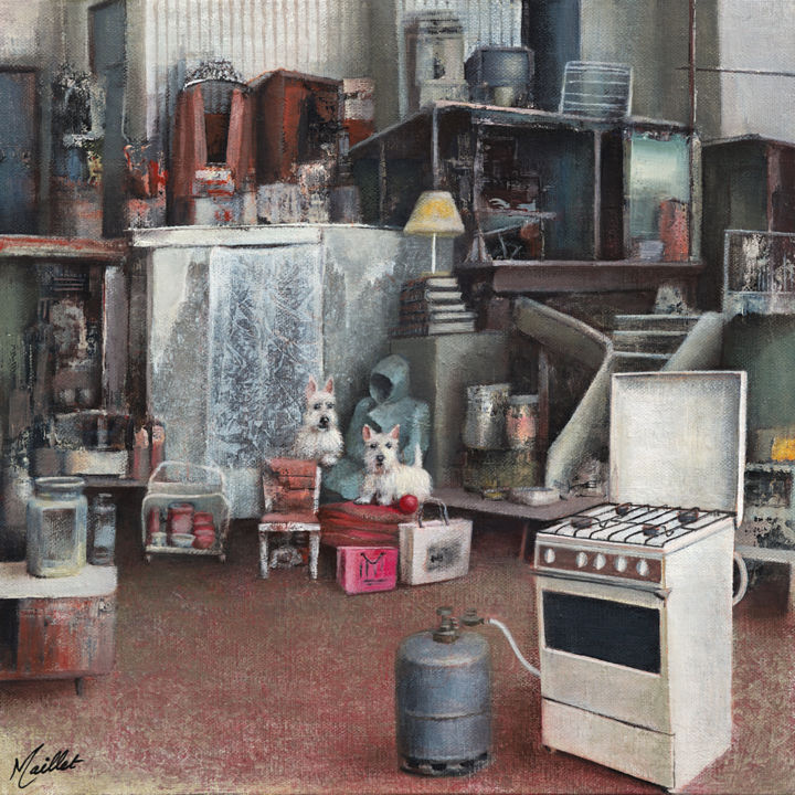 「La cuisinière à gaz」というタイトルの絵画 Françoise Mailletによって, オリジナルのアートワーク, アクリル