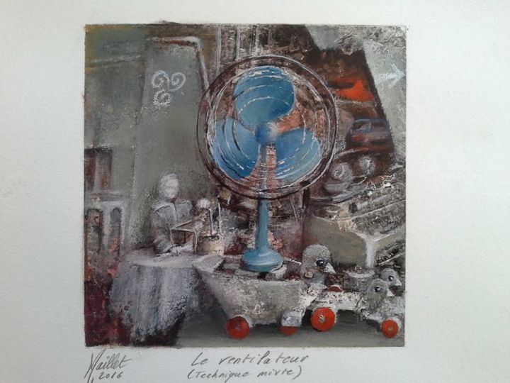 Malarstwo zatytułowany „Le ventilateur” autorstwa Françoise Maillet, Oryginalna praca, Pastel